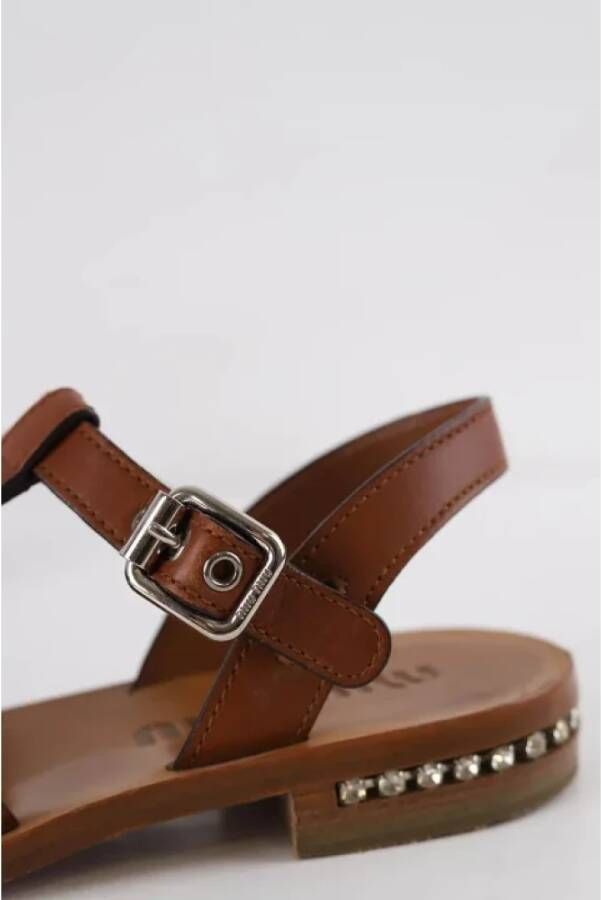 Miu Pre-owned Leather sandals Brown Dames