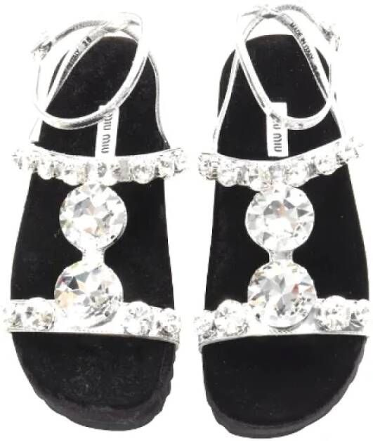 Miu Pre-owned Leather sandals Gray Dames