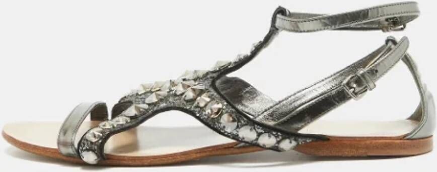 Miu Pre-owned Leather sandals Gray Dames