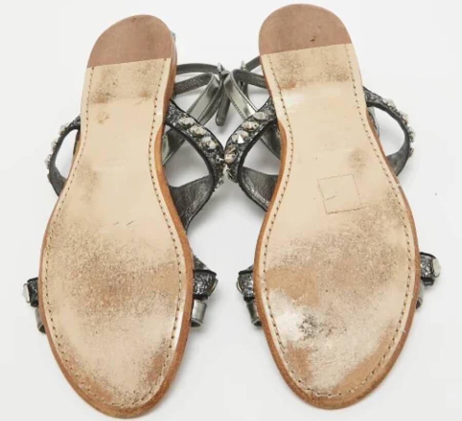 Miu Pre-owned Leather sandals Gray Dames