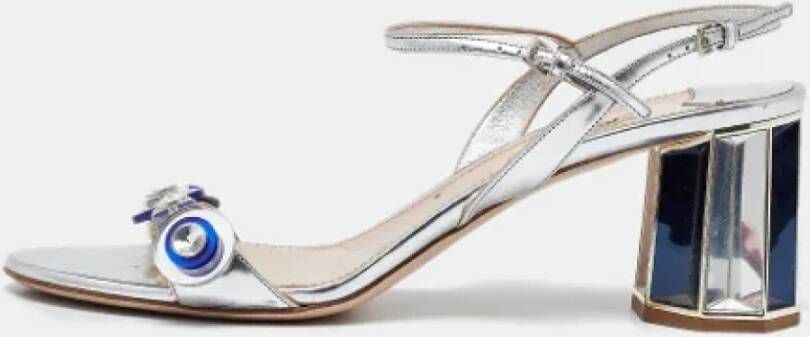 Miu Pre-owned Leather sandals Gray Dames