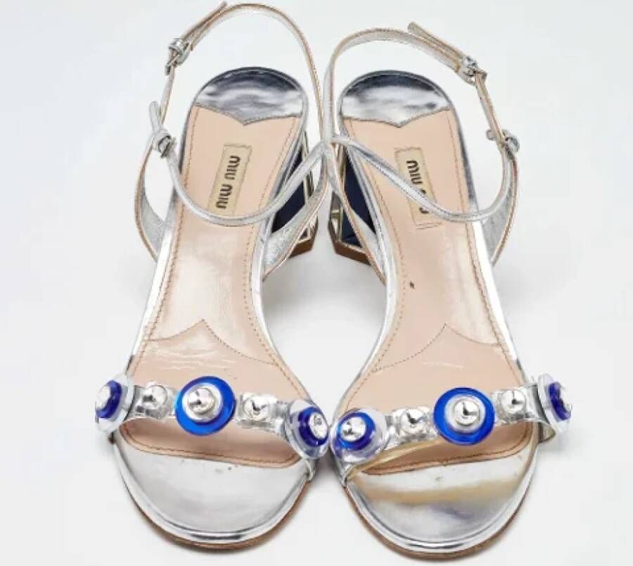 Miu Pre-owned Leather sandals Gray Dames