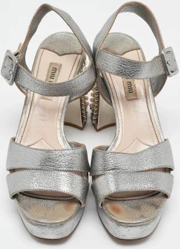 Miu Pre-owned Leather sandals Gray Dames