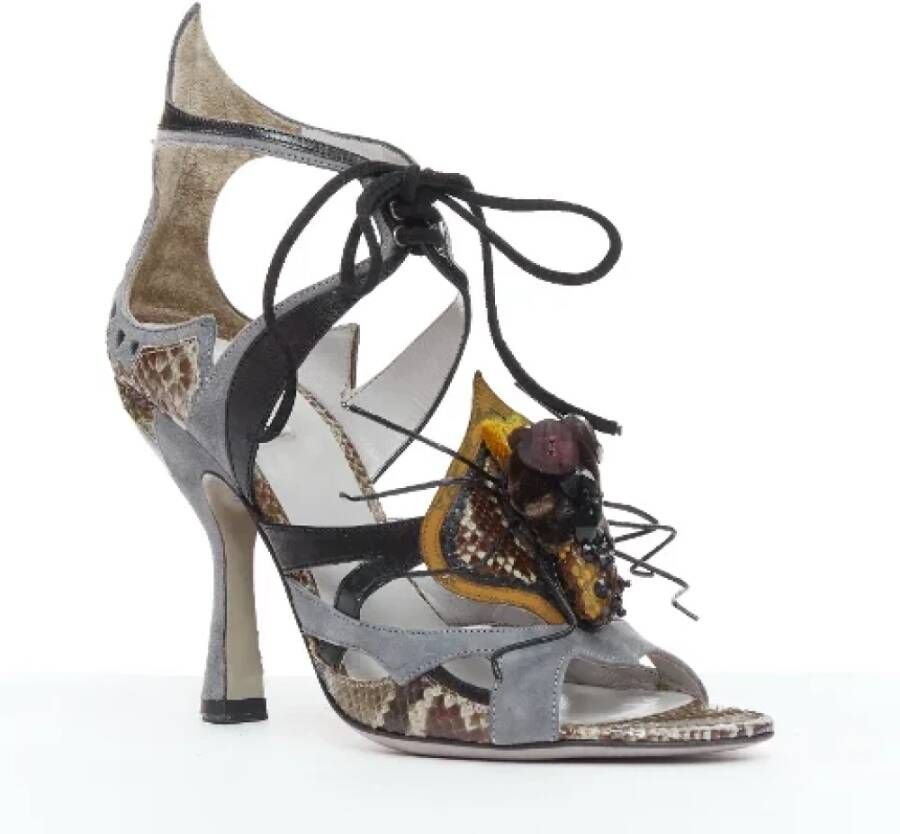 Miu Pre-owned Leather sandals Gray Dames