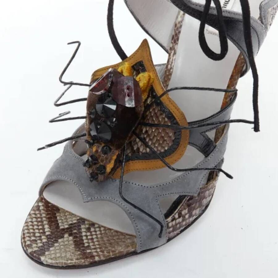 Miu Pre-owned Leather sandals Gray Dames