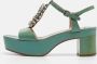 Miu Pre-owned Leather sandals Green Dames - Thumbnail 2