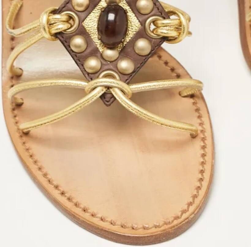 Miu Pre-owned Leather sandals Yellow Dames