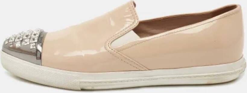 Miu Pre-owned Leather sneakers Beige Dames