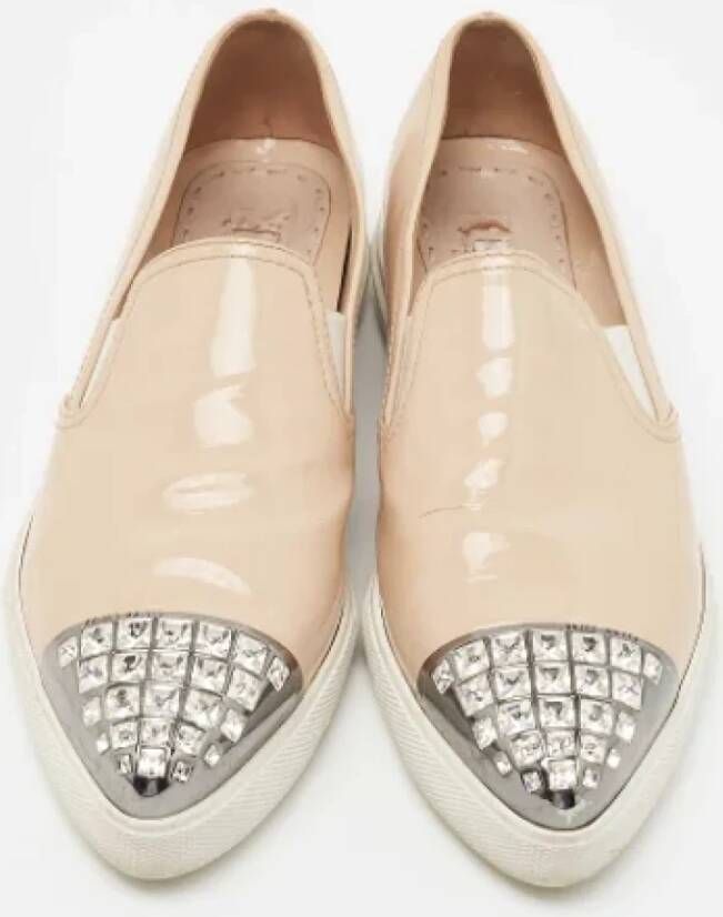 Miu Pre-owned Leather sneakers Beige Dames