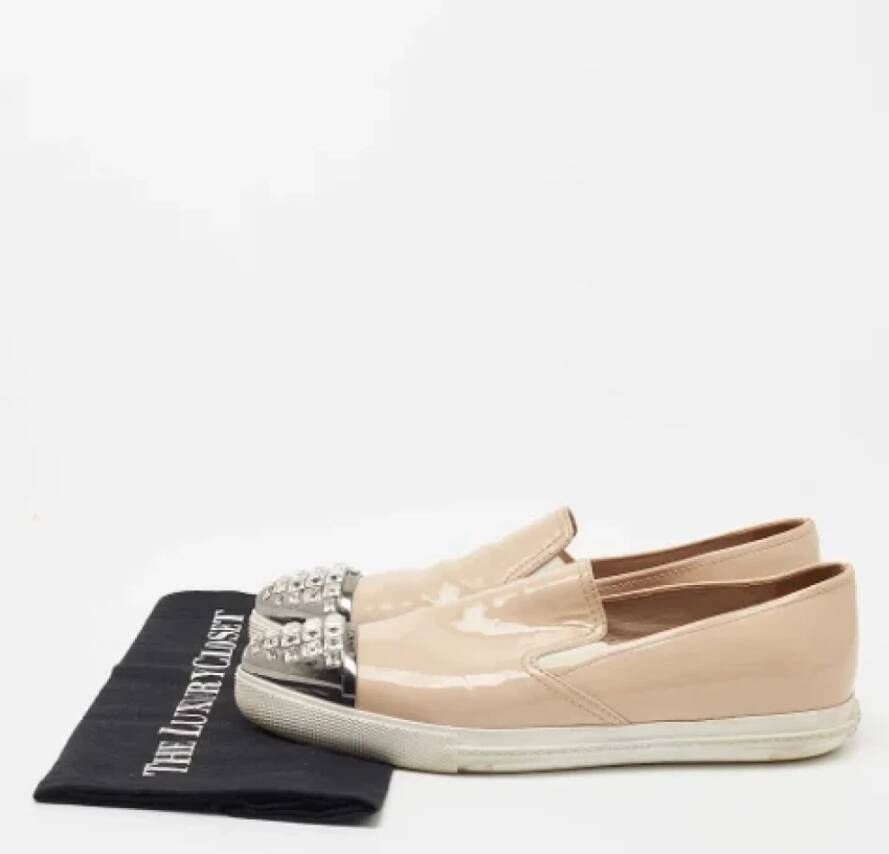 Miu Pre-owned Leather sneakers Beige Dames