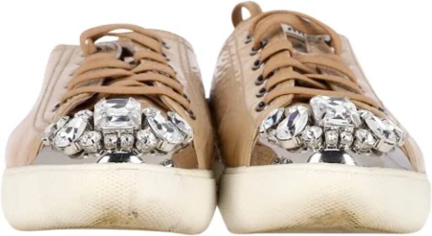 Miu Pre-owned Leather sneakers Beige Dames