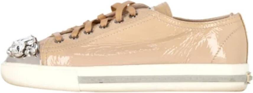 Miu Pre-owned Leather sneakers Beige Dames