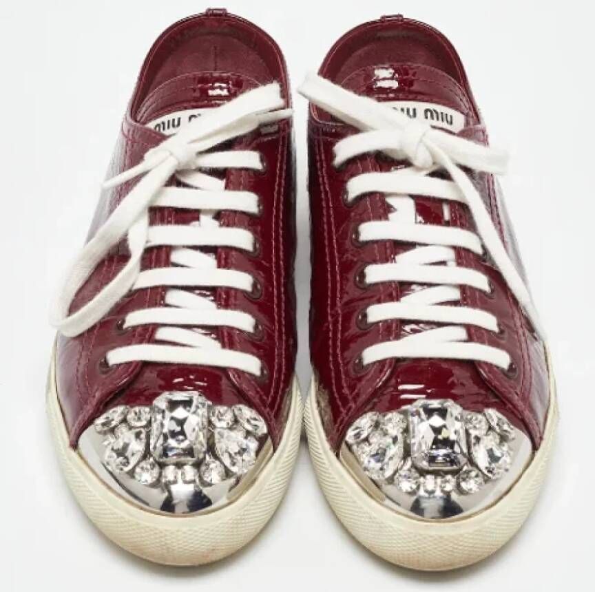 Miu Pre-owned Leather sneakers Red Dames