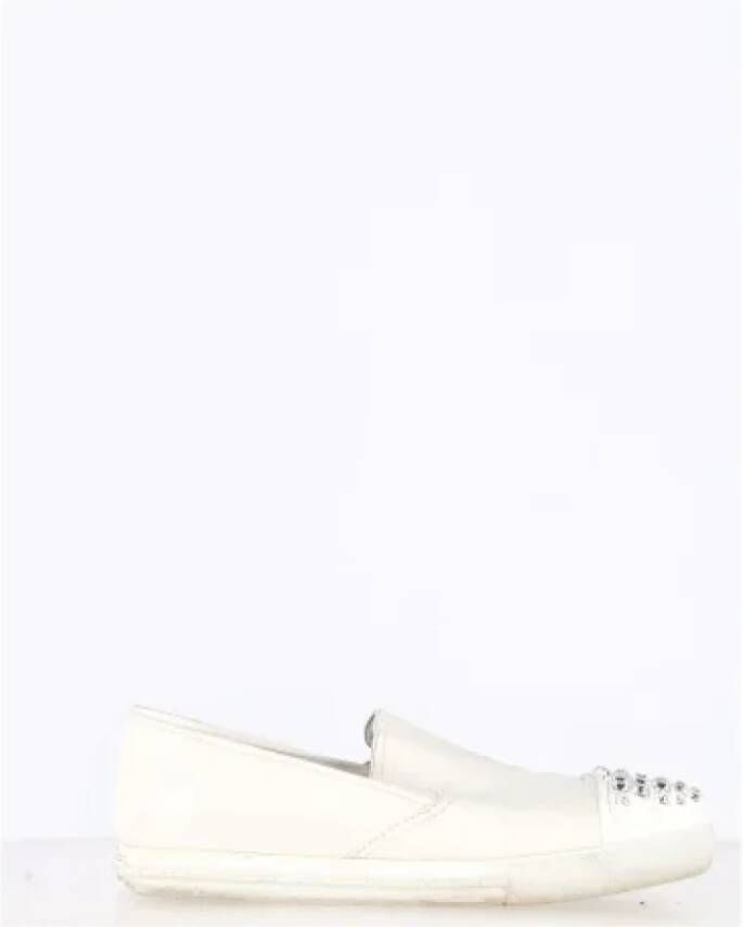 Miu Pre-owned Leather sneakers White Dames