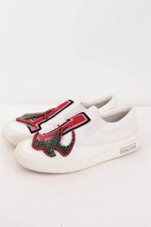 Miu Pre-owned Leather sneakers White Dames