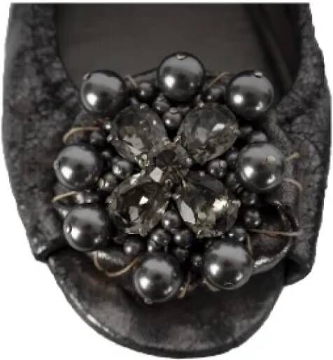 Miu Pre-owned Pearl flats Black Dames