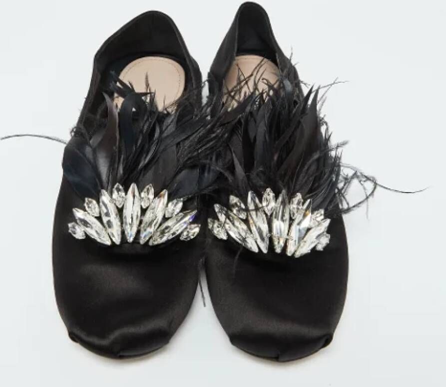 Miu Pre-owned Satin flats Black Dames