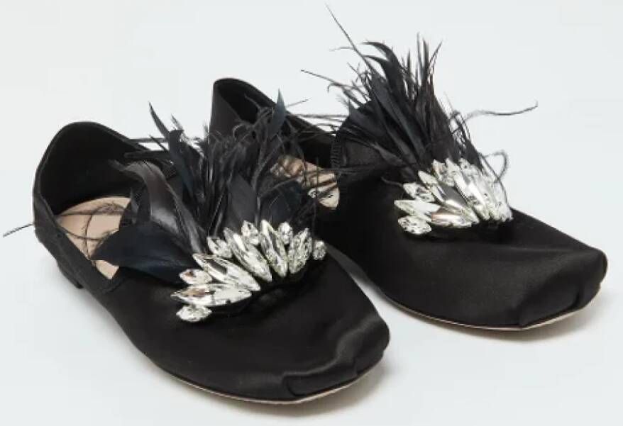 Miu Pre-owned Satin flats Black Dames