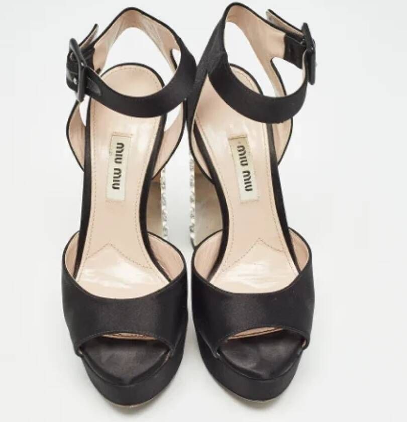 Miu Pre-owned Satin sandals Black Dames