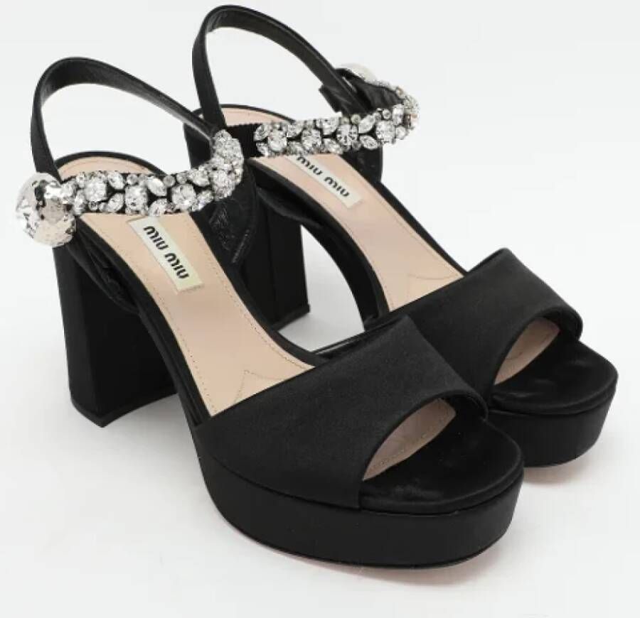 Miu Pre-owned Satin sandals Black Dames