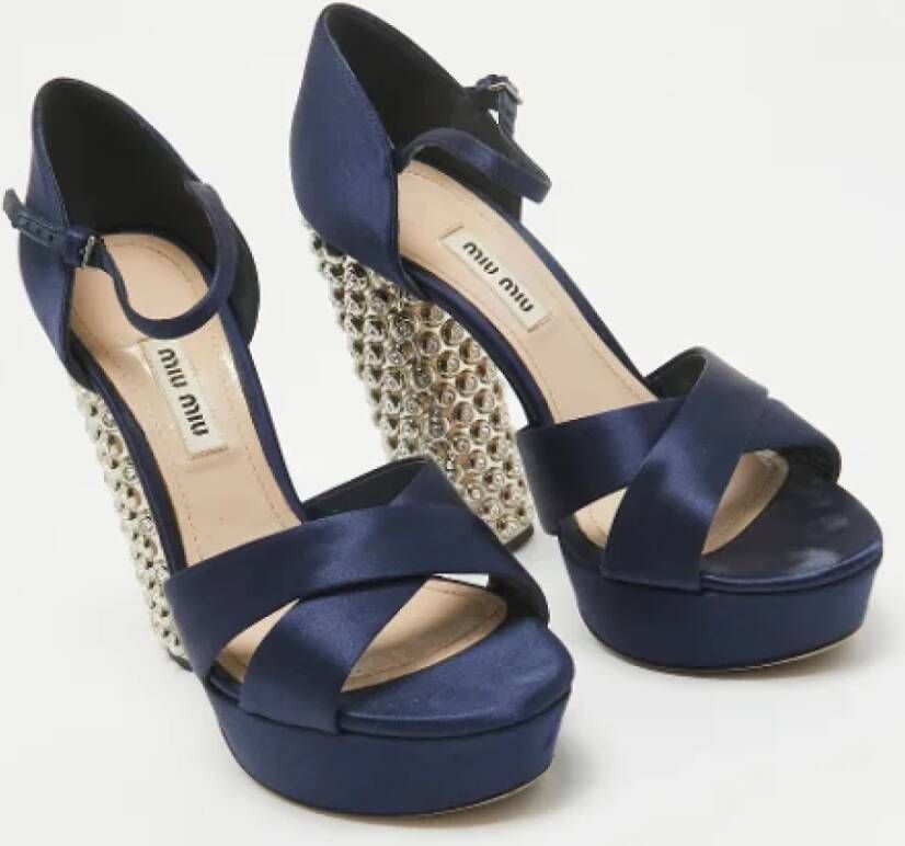 Miu Pre-owned Satin sandals Blue Dames