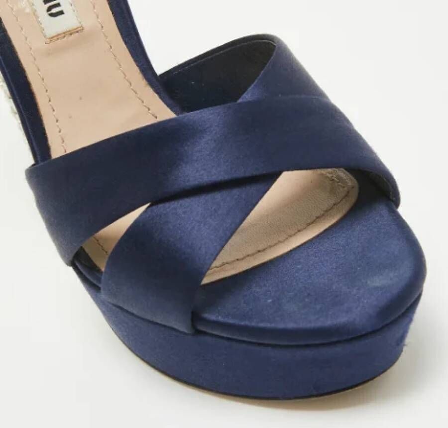 Miu Pre-owned Satin sandals Blue Dames