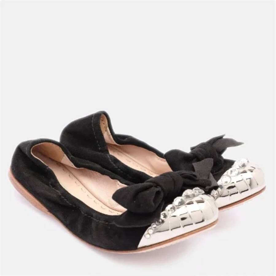 Miu Pre-owned Suede flats Black Dames