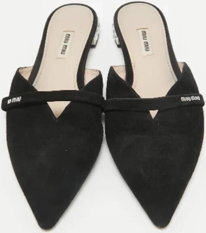 Miu Pre-owned Suede flats Black Dames