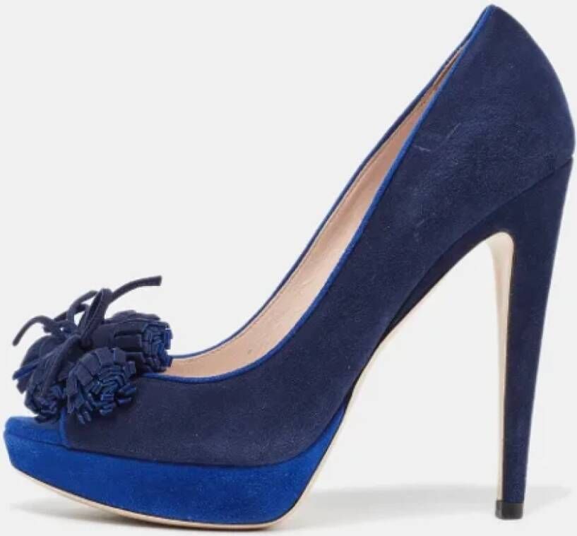 Miu Pre-owned Suede heels Blue Dames