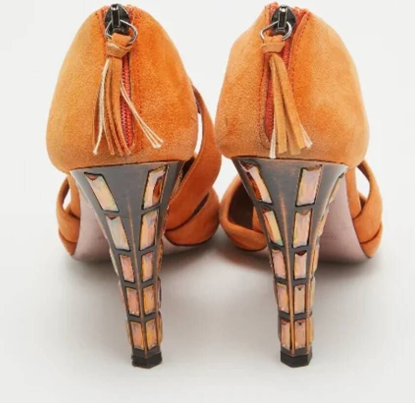 Miu Pre-owned Suede heels Orange Dames