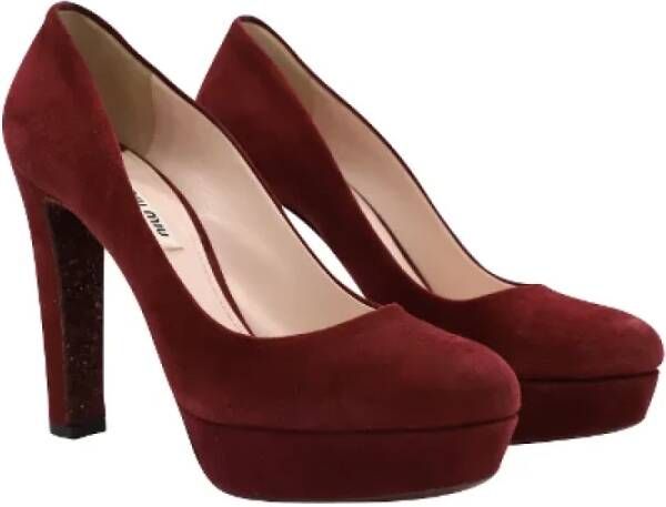 Miu Pre-owned Suede heels Red Dames