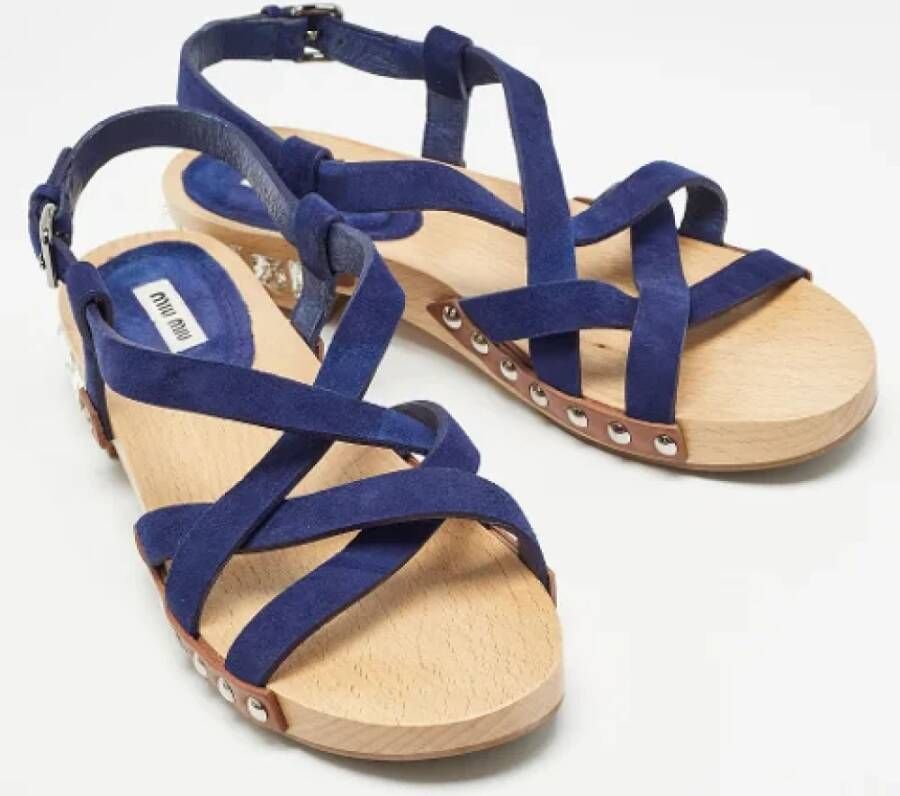 Miu Pre-owned Suede sandals Blue Dames