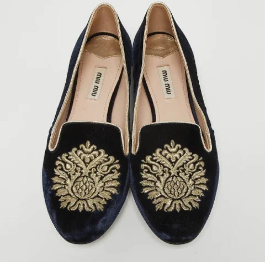 Miu Pre-owned Velvet flats Blue Dames