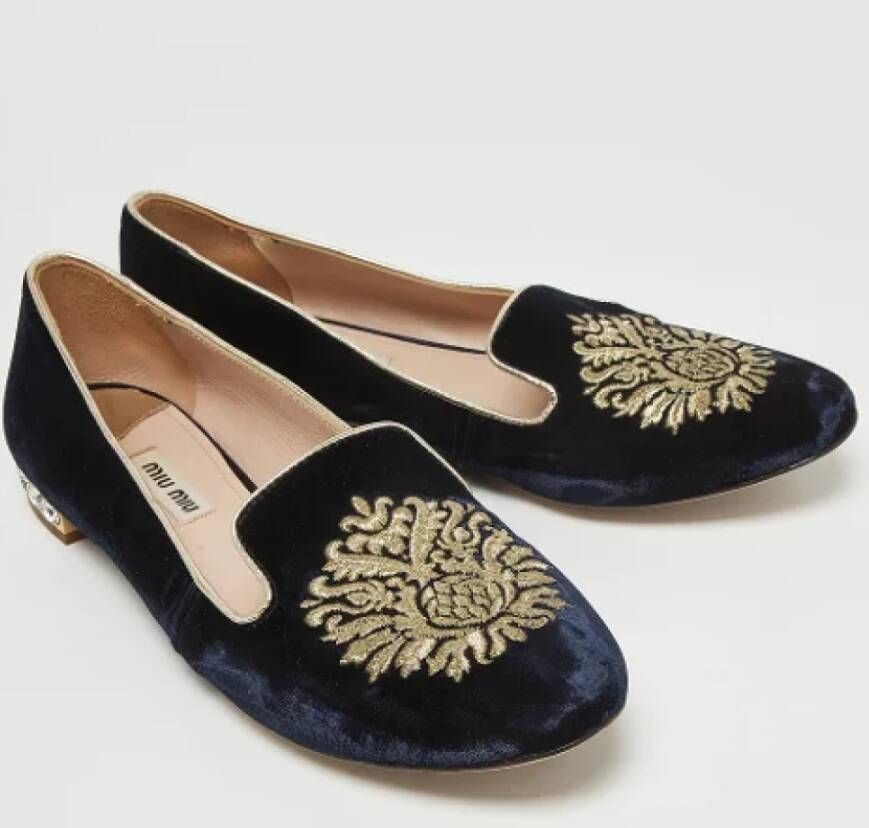 Miu Pre-owned Velvet flats Blue Dames