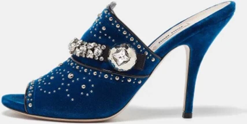 Miu Pre-owned Velvet mules Blue Dames