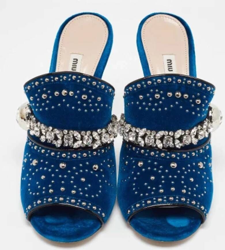 Miu Pre-owned Velvet mules Blue Dames