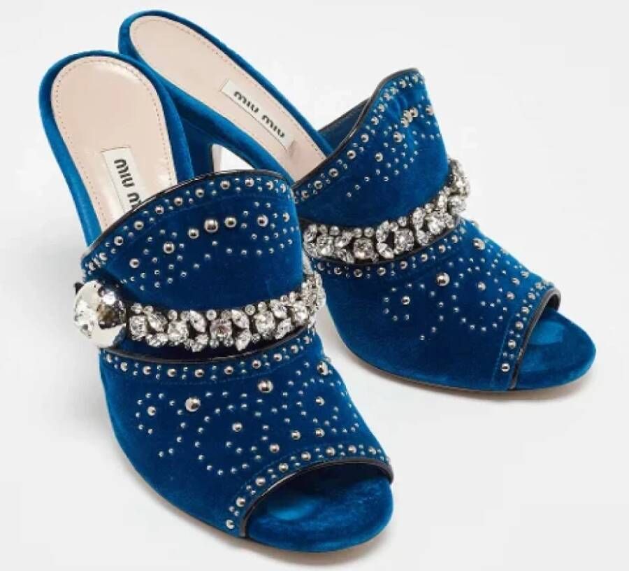 Miu Pre-owned Velvet mules Blue Dames