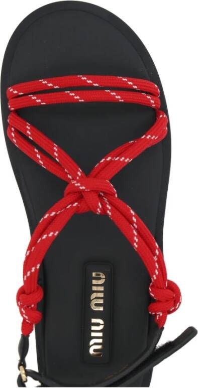 Miu Rode platte sandalen met enkelband Red Dames