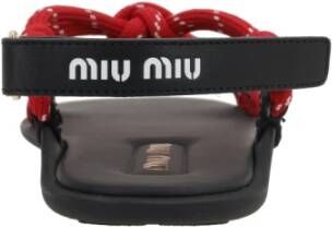 Miu Rode platte sandalen met enkelband Red Dames