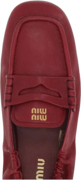 Miu Rode Robijn Leren Loafers Red Dames