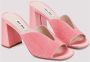 Miu Roze Satijnen Sandalen Chunky Hakken Pink Dames - Thumbnail 3