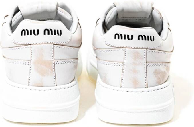 Miu Witte Distressed Leren Sneakers White Dames