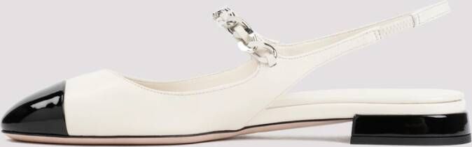 Miu Witte Ivoorleren Ballerinaschoenen Beige Dames