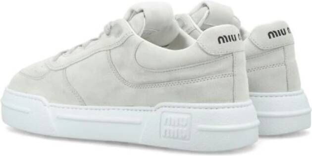 Miu Witte leren sneakers met logoprint White Dames