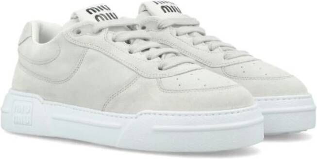 Miu Witte leren sneakers met logoprint White Dames