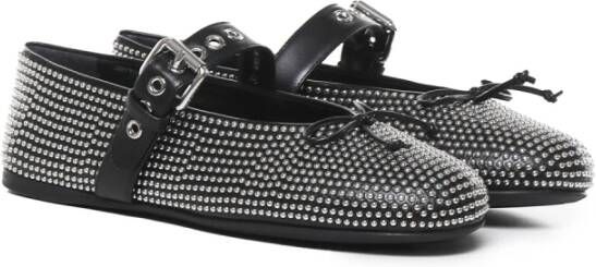 Miu Zwarte Ballet Platte Schoenen met Studs Black Dames