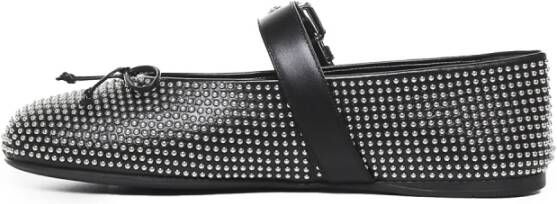 Miu Zwarte Ballet Platte Schoenen met Studs Black Dames