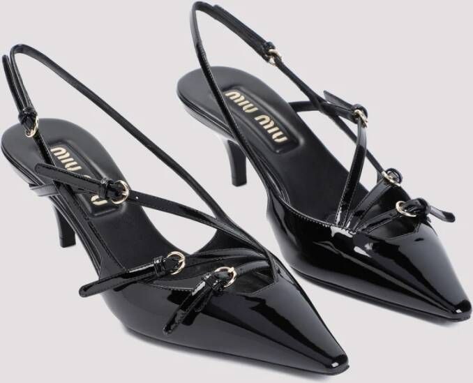 Miu Zwarte Lakleren Pumps met Puntige Neus Black Dames