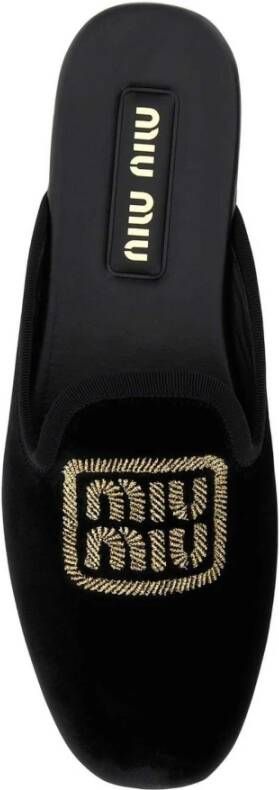 Miu Zwarte Slip-On Geborduurde Muiltjes Black Dames