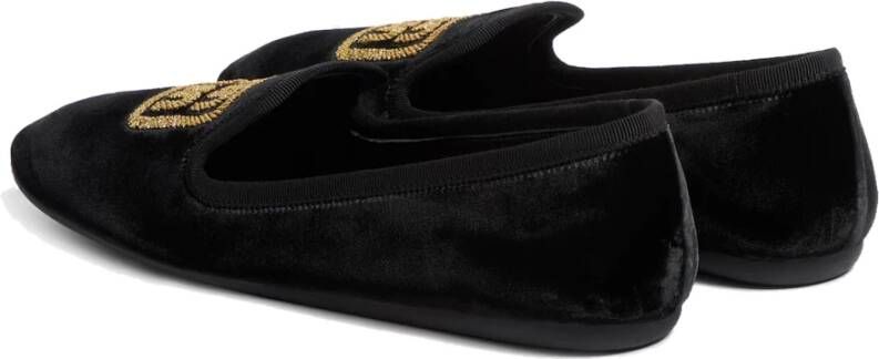 Miu Zwarte Velvet Ballerina Schoenen Black Dames